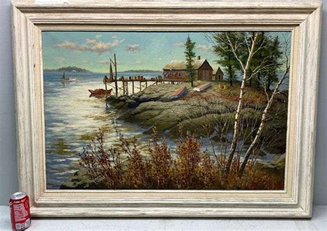 Norman Merritt New England Harbor Scene Painting Dixons Auction At