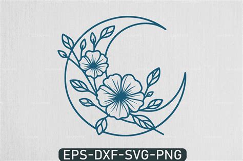 Floral Moon Svg Crescent Moon Boho Svg Graphic By Uzzalroyy