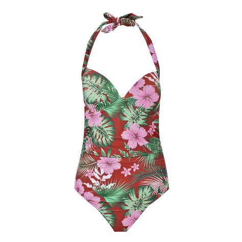 8QIDA Summer Bikini Bottoms Womens Floral Conservative Halter Neck Swimsuit XL High Waisted