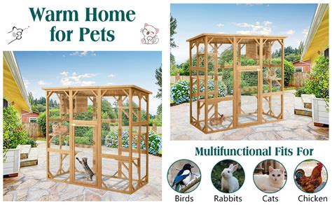 Amazon Leisu Large Outdoor Cat House Outdoor Wooden Cat Cage Cat