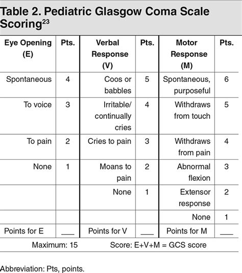 Pediatric Glasgow Coma Scale Ratinglasopa