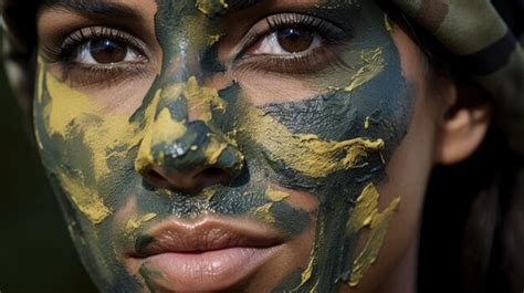 Premium AI Image | Army Camouflage Face Paint