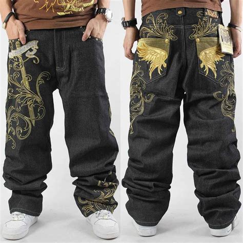 2021 Embroidered Pattern Hip Hop Jeans Trousers HIPHOP Casual Loose Plus Fat Large Size ...