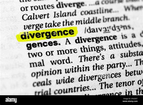 Highlighted Word Divergence Concept And Meaning Stock Photo Alamy