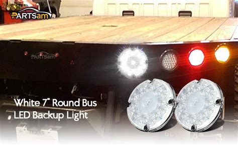 Partsam 2Pcs 7 Round White LED Backup Lights 17 LED Marker Clearance