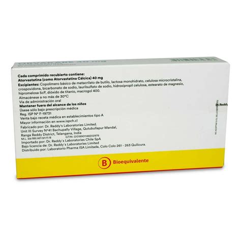 Orvakare Atorvastatina 40 Mg 30 Comprimidos Recubiertos Farmacias