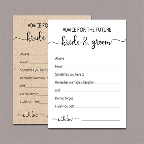 Advice For The Bride And Groom Wedding Advice Cards Advice Etsy Australia