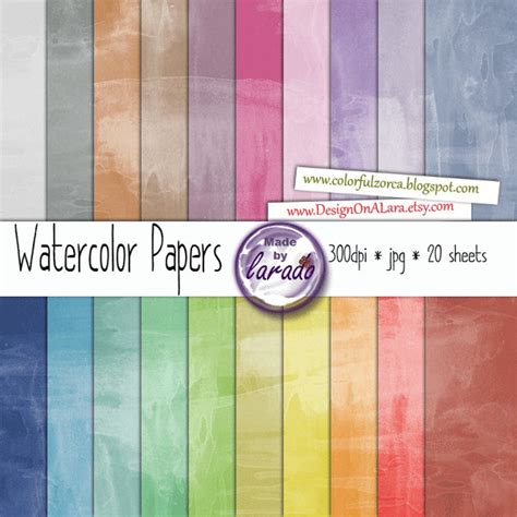 Watercolor Digital Papers Colorful Digital Paper For Scrapbooking