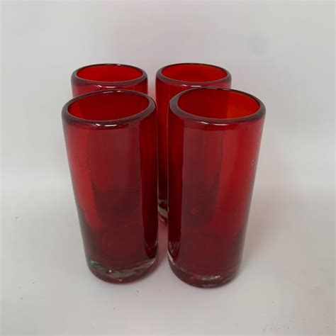 Red Drinking Glasses Etsy