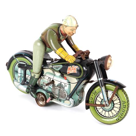 Lot 1940s Arnold Made In Germany Tin Litho Wind Up Motorcycle