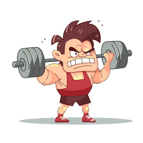 Strength Clipart An Angry Gym Goer With Barbell Cartoon Vector Cartoon