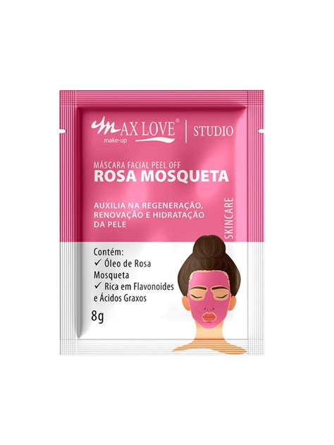 Máscara Facial Peel Off Rosa Mosqueta Sachê 8g Max Love Maquiagem Atacado