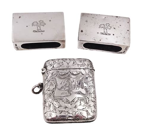 Pair Of Early Th Century Silver Matchbox Covers Each Of Typical Form