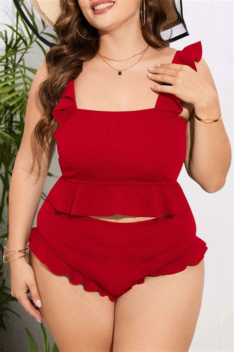 Shein Bikini Plus Con Ribete De Volantes Vezia