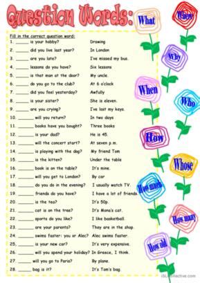 Question Words English Esl Worksheets Pdf Doc Worksheets Library