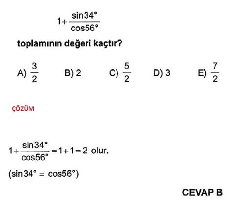 lgs trigonometri çözümlü soruları