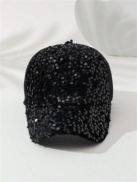 Cappellino Da Baseball Unisex Con Paillettes E Rete Con Circonferenza