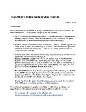 Fillable Online Albany Middle School Cheerleading Fax Email Print