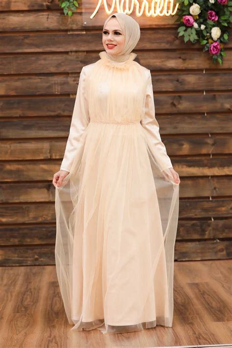 Long Salmon Pink Islamic Wedding Dress 2203smn Neva