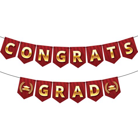 Buy Large Congrats Grad Graduation Banner No Diy 10 Feet Red And