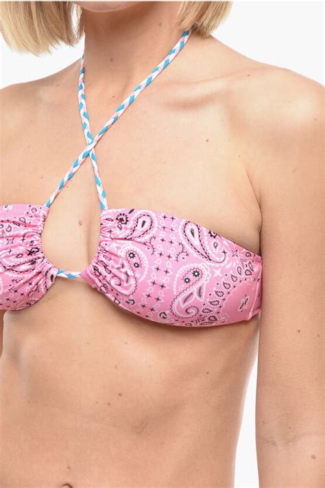 Mc Saint Barth Paisley Motif Dan Bikini Swimsuit With Braided Laces