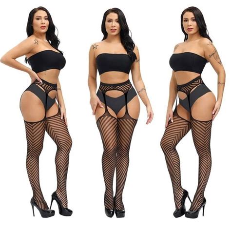 Collants Résille Sans Entrejambe Pour Femmes Collants Taille Haute