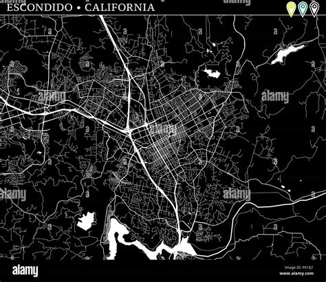 Simple map of Escondido, California, USA. Black and white version for ...