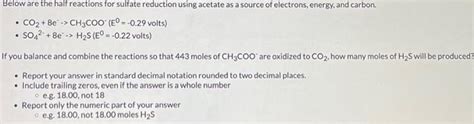 Solved Co28e−→ch3coo−e0−029 Volts So428e−→h2