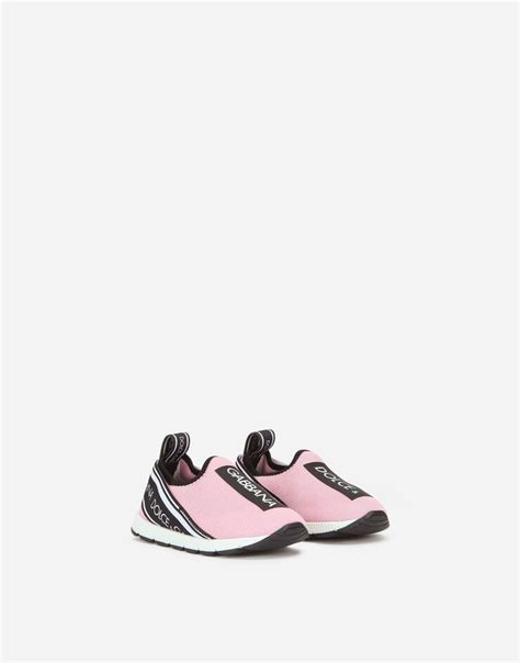 Sorrento Slip On Sneakers With Logo Tape In Pink For Dolceandgabbana® Us