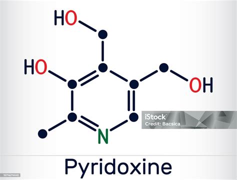 Vetores De Molécula De Piridoxina É A Forma De Vitamina B6 Fórmula Química Esquelética Vetor E