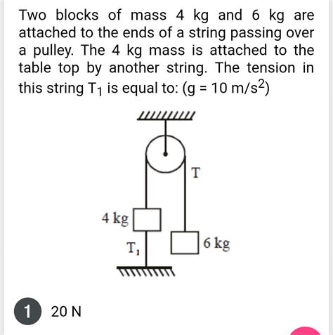 Two Blocks Of Mass 4 Kg And 6 Kg Are Attached To The Ends Of A String