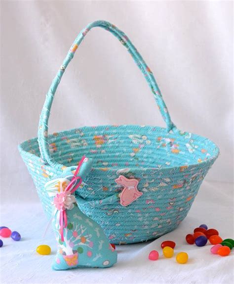 Blue Easter Basket And 1 Cute Easter Bunny Handmade Easter Cute Easter