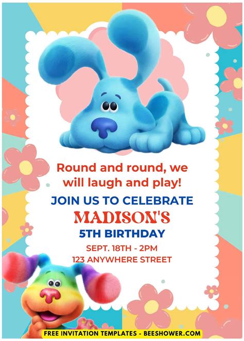 Free Pdf Invitation Colorful Blue S Clues Baby Shower Invitation