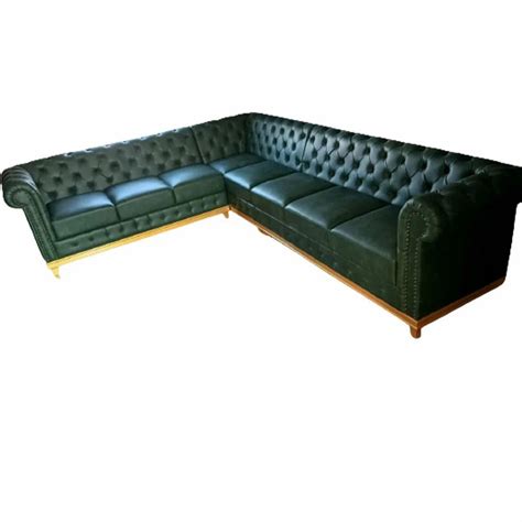 Seater Green Leather Wooden L Shape Sofa At Rs Piece In Ranchi