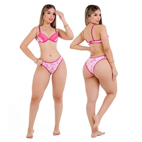 KIT 5 Calcinha e sutiã conjunto lingerie feminino barato tanga