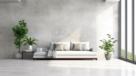 Elevated Living D Render Of A Loft Style White Concrete Wall Mockup In