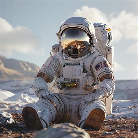 Foto Renderizada En 3D Del Retrato De Un Astronauta En Traje Espacial