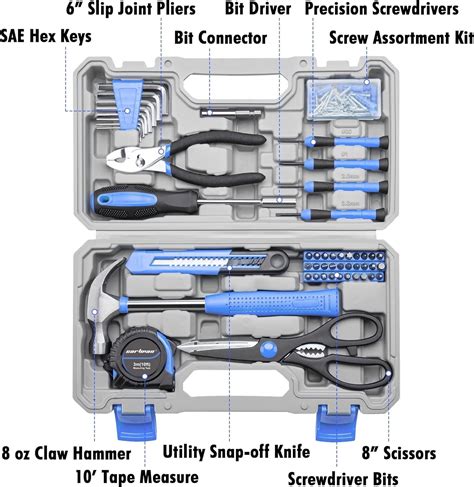 Cartman Piece Tool Set General Hand Tool Kit W Plastic Toolbox