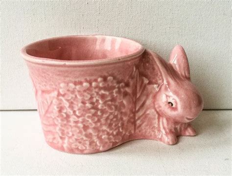 Vintage Rabbit Planter Rare Avon Ware Pink Ceramic Bunny Etsy Pink Ceramic Ceramic Bunny