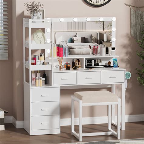 Latitude Run Kelila Makeup Vanity Desk With Lighted Mirror Reviews