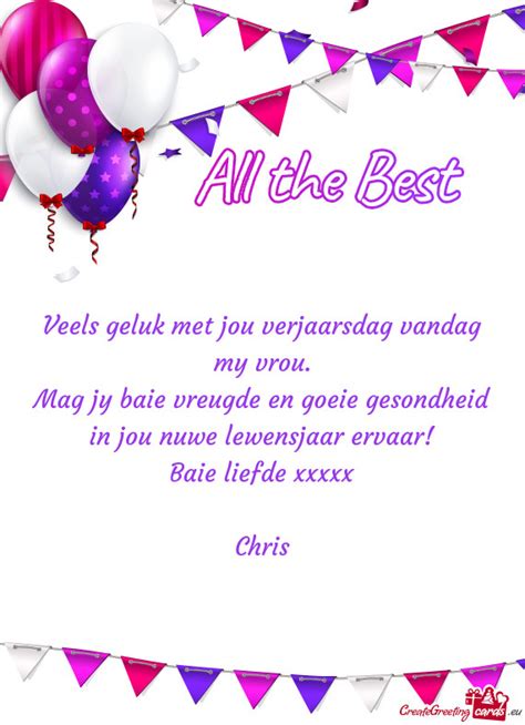 Veels Geluk Met Jou Verjaarsdag Vandag My Vrou Free Cards