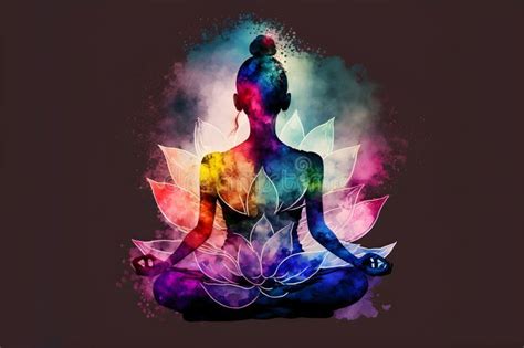 Ai Generated Illustration Of Woman Doing Yoga With Lotus Flowers And