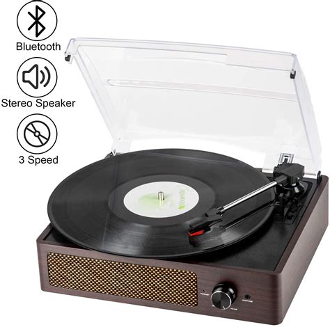 Bluetooth Record Player Belt-Driven 3-Speed Turntable, Vintage Vinyl ...