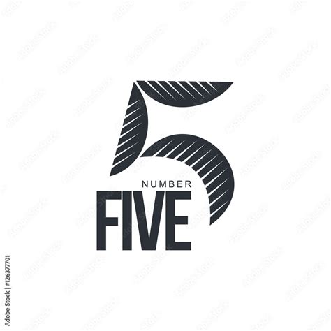 Black and white sketch style number five logo template, vector ...