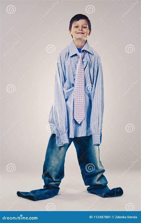 Funny Boy Wearing Dad`s Clothes Stock Image - Image of small, growth ...