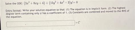 Solved The Differential Equation 2xy2−6xy 2x2y−3x2 1 Dxdy 0