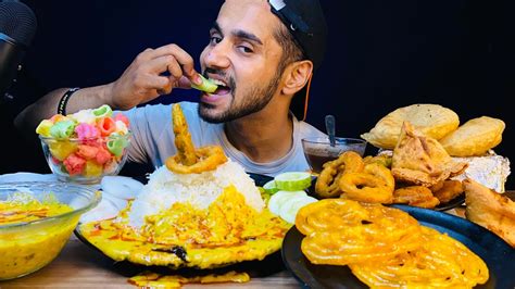 Spicy🔥 Kadhi Chawal With Luchi Pakode Papad Samosa And Jalebi