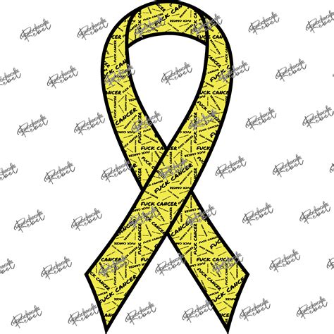 Fuck Cancer Ribbon Multidirectional Sarcoma Yellow Monochrome Rebel