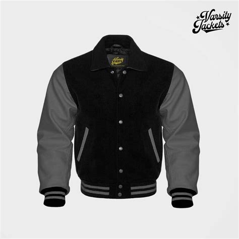 Black Wool Bodydark Grey Leather Sleeve Varsity Jacket Premium Quality Custom Varsity Jackets