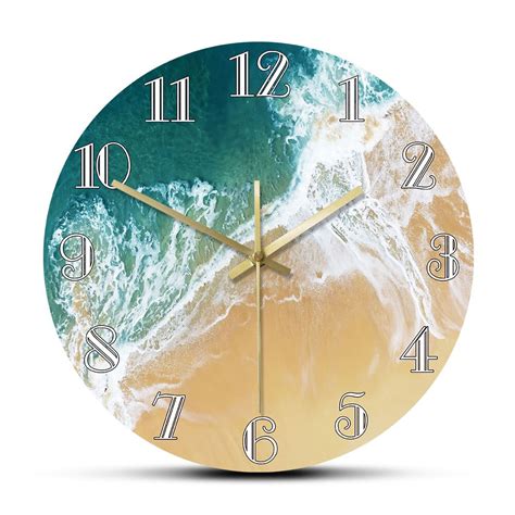 Coastal Beach House Art Ocean Wave Wall Clock Home Living Home D Cor